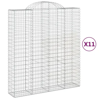 Produktbild von Gabionen mit Hochbogen 11Stk. 200x50x220/240cm Verzinktes Eisen