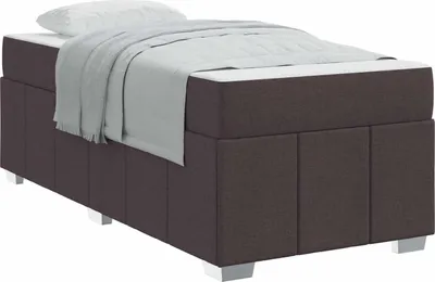 Zdjęcie produktu dla vidaXL Rama łóżka z materacem ciemnobrązowa 100 x 200 cm tkanina