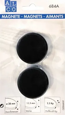 Produktbild von Alco Kraftmagnet 13,5mm Ø 38mm schwarz 2 Stück