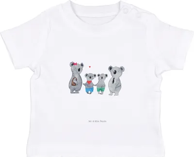 Produktbild von Mr. & Mrs. Panda Babyshirt Koala Familie zwei 6. - 12. Monat - Weiß - Geschenk, Baby Oberteil, Zusammen, Jerseyshirt,  T-Shirt, Koalabär, Kurzarmshirt, Muttertag