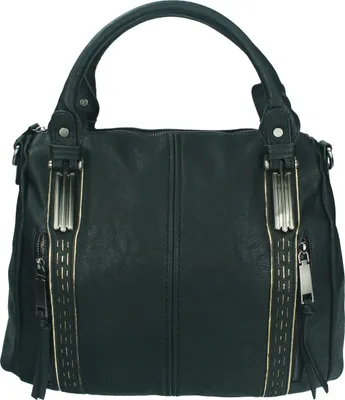 Produktbild von Damen Handtasche LONDON 1 Henkeltasche Umhängetasche mit Reißverschluss, Schulterriemen und zwei Henkeln Farbe - schwarz - CZ25832