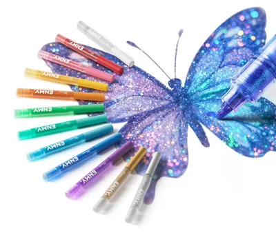 Immagine prodotto di Set di 12 pennarelli glitterati, pennarelli acrilici scintillanti, matite colorate iridescenti, inchiostro a base d'acqua, punta fine