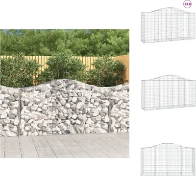 Produktbild von vidaXL Gabionen mit Hochbogen 18 Stk 200x50x100/120cm Verzinktes Eisen -  Blumentöpfe & Pflanzgefäße