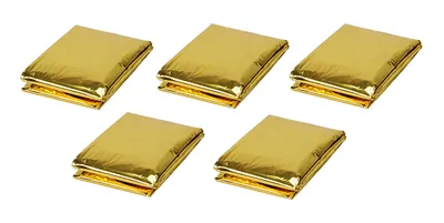 Produktbild von 5x RETTUNGSDECKE 160x210cm Gold/Silber Rettungsfolie Notfalldecke Erste Hilfe 76 (5 Stück)