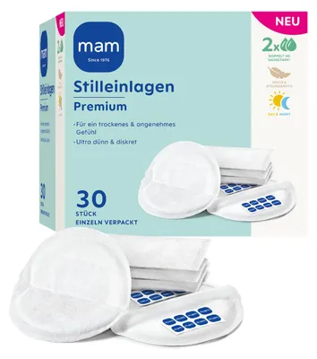 Produktbild von MAM Premium Stilleinlagen, extra saugstark, ultra dünn, 30 Stück, für alle Brustgrößen geeignet