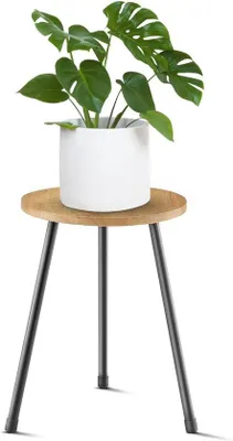 Image de Table de jardin en bois avec pieds en métal, pour l'intérieur et l'extérieur - Table de jardin moderne