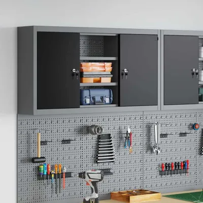 Image de Armoire vitrine pratique Armoire à outils avec étagère Noir et Gris 100 x 20 x 55 cm - Commodes ,meubles design 4330333 1parcel