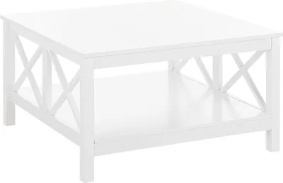 Produktbild von BELIANI Couchtisch Weiß MDF - Platte 80 x 80 cm Doppelte X - förmige Verstrebung Kaffeetisch Lackierte Tischplatte Quadratisch Boho