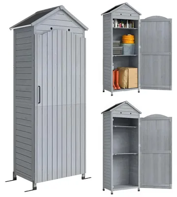 Produktbild von Outsunny Gartenschrank Holz extra hohe Geräteschuppen mit verstellbar Ablage