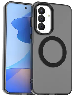 Image de Étui magnétique pour Samsung Galaxy A37, étui fin, mat, translucide et résistant aux chocs - Noir
