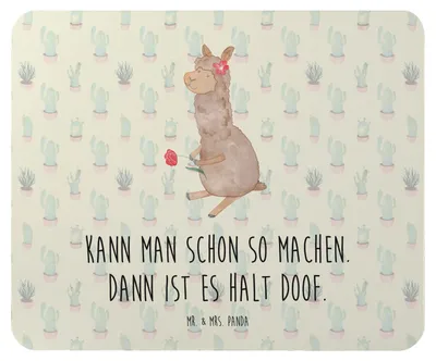 Produktbild von Mr. & Mrs. Panda Mousepad Alpaka Blume - Kaktus Grün - Geschenk, computermatte, Lama, Spruch, Mouse Pad, computer, Lamas, Mauspad, pc