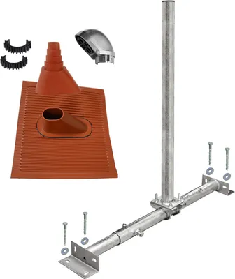 Produktbild von PremiumX X100-48F Dachsparrenmasthalter feuerverzinkt ALU-Ziegel Set rot