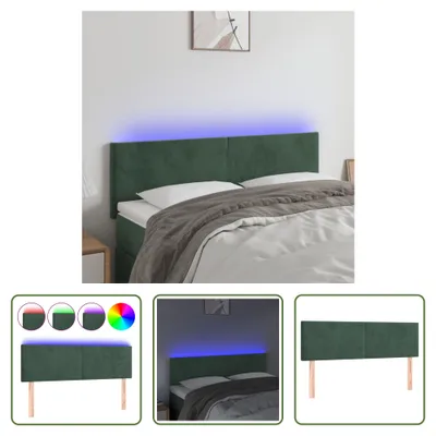 Produktbild von The Living Store LED Kopfteil Dunkelgrün 144x5x78/88 cm Samt