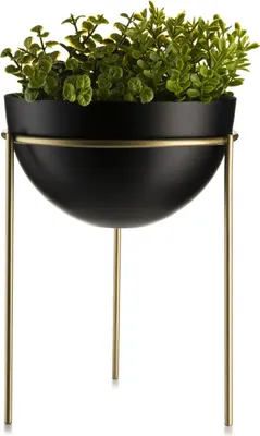 Produktbild von Blumenständer Metall mit Abdeckung, Loft, Gold Schwarz, Platte, 25 cm