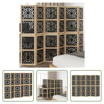 Immagine prodotto di The Living Store Divisorio 6 pezzi marrone e nero in legno massiccio di paulownia