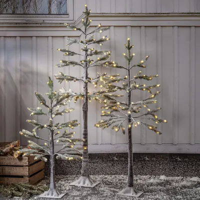 Image de Sapin décoratif d'extérieur, éclairage LED, branches enneigées H 90cm