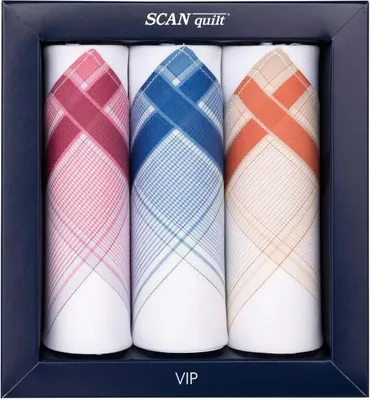 Obrázek produktu pro SCANquilt dámské kapesníky VIP 3 ks bílopastelová 100% bavlna 28 x 28 cm