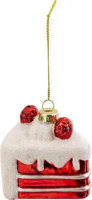Produktbild von Tortenstück aus glas h.8cm rot und weiß - Feeric Lights & Christmas