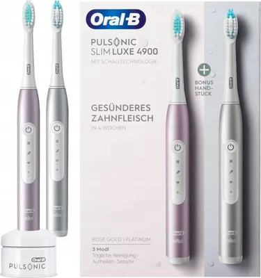 Immagine prodotto di Oral-B | Spazzolini sonici - Pulsonic Slim Luxe 4900 - Oro rosa e Platino - Set di 2 - Pulizia efficace dei denti