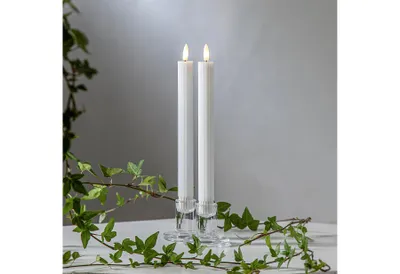 Zdjęcie produktu dla Zestaw 2x świeca Led woskowa obiadowa FLAMME STRIPE biała 25cm