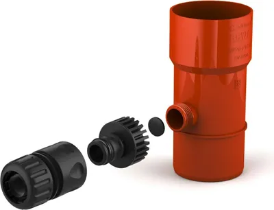 Immagine prodotto di BRYZA Collettore per acqua piovana Ø 90 mm con filettatura da 1", rosso mattone RAL 8004