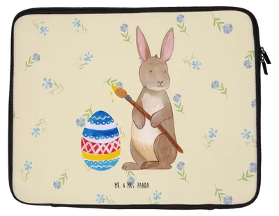 Produktbild von Mr. & Mrs. Panda Laptop Tasche Hase Eier Malen 33 x 42 cm - Blumig - Geschenk, Laptophülle, Osterei, Ostergrüße, Ostern, Laptoptasche, Hülle, Case, Kaninchen, Frohe