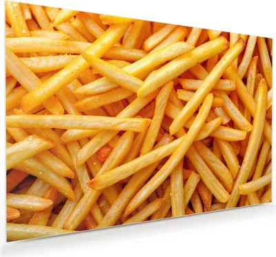 Produktbild von Glasbild 60x40cm in XXL für Wohnzimmer, Schlafzimmer Motiv Pommes Frites