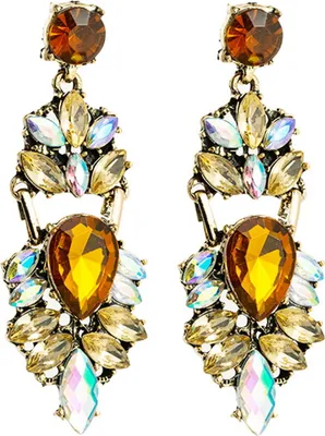 Produktbild von 1 Paar Creolen für Damen, atemberaubende Strass-Ohrringe, ethnischer Huggie-Tropfen-Ohrhänger, ethnischer Schmuck für Frauen