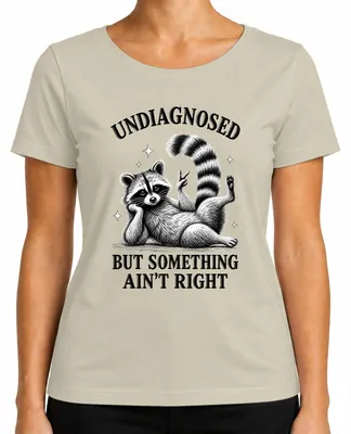 Productafbeelding van Undiagnosticeerd, maar er klopt iets niet. Wasbeer. Dames T-shirt, natuur, maat M