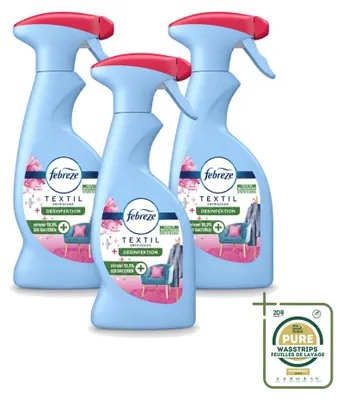 Produktbild von 3 x Febreze Textielspray - Rosa Nelken - 375 ml - Vorratspackung - 3 Stücke