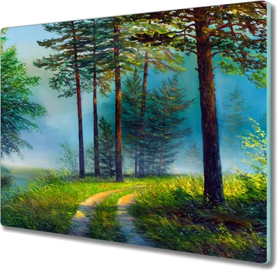 Produktbild von Coloray Herdabdeckplatte 60x52 cm Schneidebrett Kochplattenabdeckung Küchenbrett Hackbrett - Waldbäume Natur