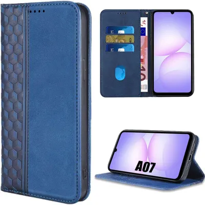 Image de Coque pour Samsung Galaxy A07, Flip Case Synthécuir Antichoc Motif Mosaïque - Bleu Marine