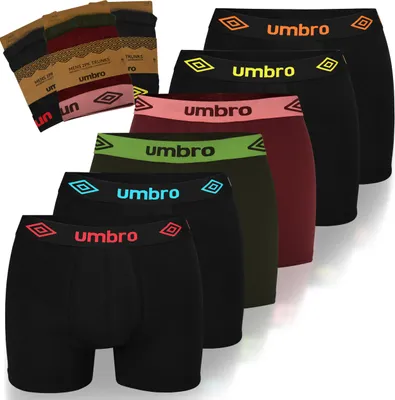 Zdjęcie produktu dla Umbro Bokserki Męskie Zestaw 6 Sztuk Mix Kolorów Bawełna Rozmiar Xl
