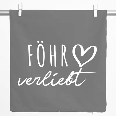Produktbild von Huuraa Kissenbezug Föhr verliebt 40x40cm Steel Grey Baumwolle Dekokissenbezug Geschenkidee