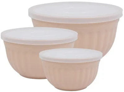 Produktbild von Greengate Kunststoff Schalenset ALICE CREAMY FUDGE Karamell mit Deckel 3er Set