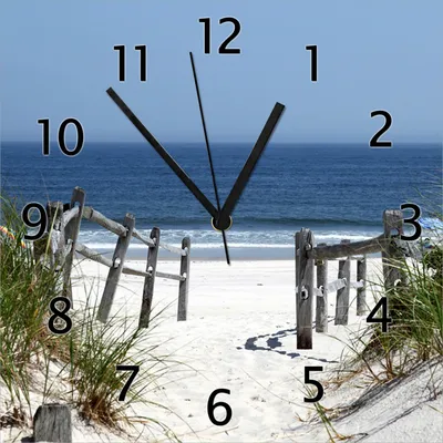 Produktbild von Wallario Design Wanduhr Blick auf Strand aus Echtglas, Größe 30 x 30 cm
