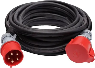 Produktbild von Solight Verlängerungskabel - Stecker, 20m, 400V/32A, schwarz, Gummikabel H05RR-F 5G 2.5mm2