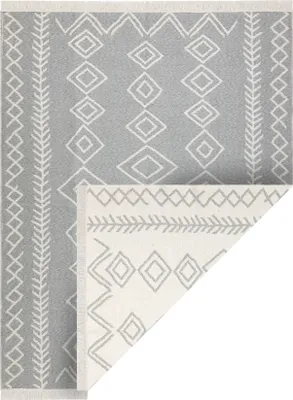 Zdjęcie produktu dla Dywan TWIN 23000 Boho, bawełna, dwustronny, romby Ekologiczny frędzle - / krem szary 160x220 cm