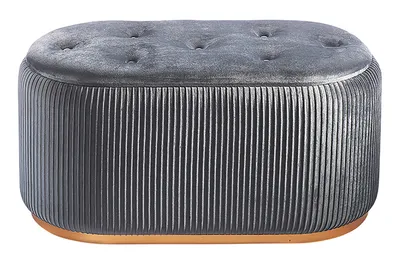 Produktbild von Kobolo Sitzbank Bank Hocker mit Aufbewahrung Samtoptik Textil – hell grau goldfarben - Sitzkissen Truhe Fußbank Bos Aufbewahrung Bench seat Storage