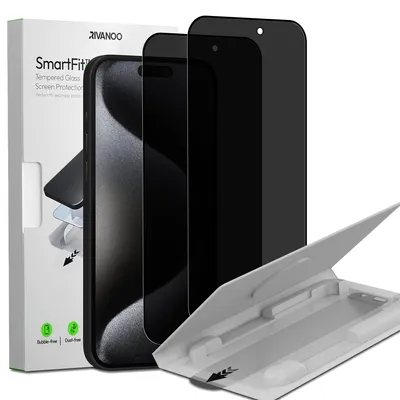 Produktbild von 2-Pack iPhone 15 Pro Max Displayschutzfolie Privacy - Gehärtetes Glas | [Automatische Installation] - Blasenfrei