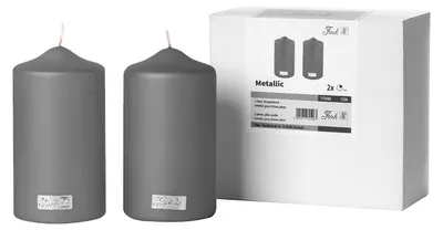Produktbild von CANDLE 2er Set Stumpenkerzen - grau - Paraffin - H. 15cm x B. 8cm