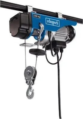Produktbild von Elektrokettenzug Scheppach HRS250, Tragfähigkeit 125/250 kg, Hubhöhe 12/6 m, Inkl. Lasthaken, Automatik Bremse