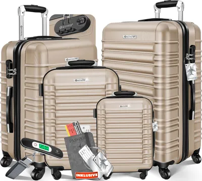 Produktbild von KESSER® 4tlg. Hartschalenkofferset Hartschalenkoffer Reisekoffer Set Reisekofferset Trolley Koffer Inkl. Kofferwaage + Gepäckanhänger Rollkoffer Schloss 4 Rollen ABS-Hartschale Teleskopgriff S-M-L-XL
