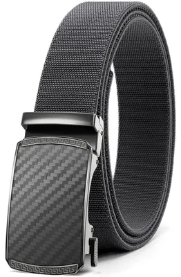 Produktbild von Automatik Gürtel Herren, Elastischer Stoffgürtel ohne Löcher, 35mm Arbeitsgürtel Stretch, Grau, Taille 90-105cm