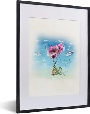 Produktbild von MuchoWow® MuchoWow® Gerahmtes Poster Blume - Boot - Aquarell 30x40 cm - Poster mit zchwarzem Bilderrahmen - Wandposter Schlafzimmer