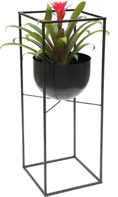 Produktbild von DanDiBo Blumenhocker Metall Schwarz Eckig 82 cm Blumenständer 438 Blumensäule Modern Pflanzenständer Pflanzenhocker