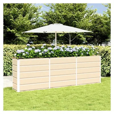 Produktbild von Blumenkästen, elfenbeinfarben, 160 x 40 x 75 cm, Stahl, Hochbeet, für Garten, Pflanzgefäß, für Blumen, Sukkulenten, Terrasse, Balkon