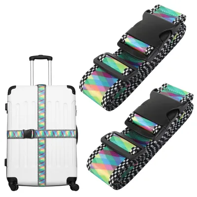 Produktbild von Gepersonalisierten Koffergurte Set von 2, Verstellbar, Auffällige Farben, Koffer Zubehör für Reisen