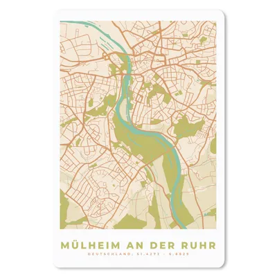 Produktbild von MuchoWow® Mauspad Mousepad Jahrgang - Mülheim an der Ruhr - Karte - Stadtplan 40x60 cm - Mousepads - Maus Mat - Pad - Mausunterlage - Schreibtisch Accesoire
