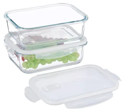Vorratsdosen Glas 2er-Set 1520 ml luftdicht transparent